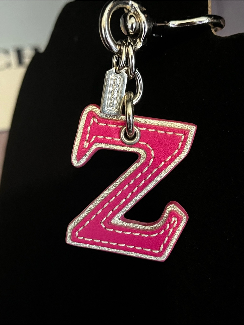 Coach Pink 'Z' Leather Keychain Charm